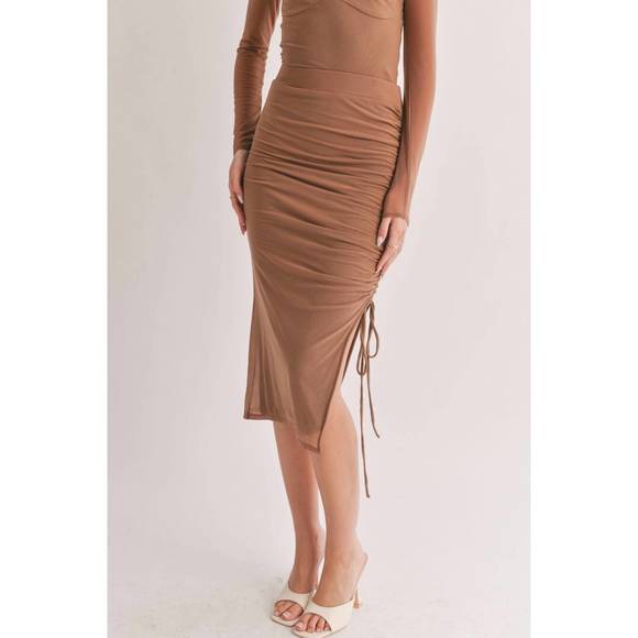 NEW SAGE THE LABEL mesmerize mesh skirt in brown - Picture 4 of 4